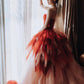 Pretty Ball Gown Sweetheart Tulle Long Red Layers Prom Dresses Sweet 16 Dresses C3210