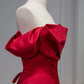 Elegant A line Off The Shoulder Red Satin Party Dress Prom Dresses Evening Dress C3212