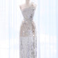 Elegant A Line One Shoulder Silver Sequin Party Dress Prom Dresses Evening Dress C3215