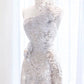 Elegant A Line One Shoulder Silver Sequin Party Dress Prom Dresses Evening Dress C3215