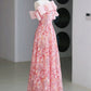 Fairy Style A-line Off Shoulder Strapless Pink Long Evening Dress Prom Dress C3219