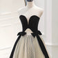 Pretty Ball Gown Strapless Tulle Layers Long Champagne Ruffles Prom Dresses Sweet 16 Dresses With Gloves C3220