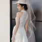 Chic A line High Neckline Sleeveless White Satin Wedding Dresses With Ruffles C3222