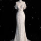 Robe de mariée sirène élégante en tulle, épaules dénudées, C323