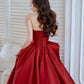 Robe de bal élégante sans bretelles en satin bordeaux longue robe de soirée robes de soirée C3241