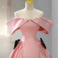 Robe de bal élégante à épaules dénudées en satin rose longue robe de soirée robes de soirée C3249