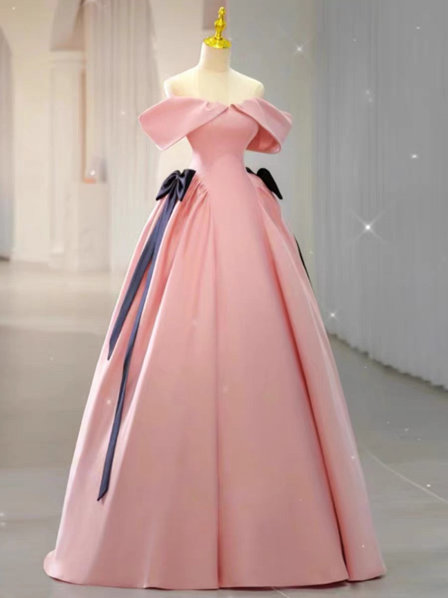 Robe de bal élégante à épaules dénudées en satin rose longue robe de soirée robes de soirée C3249