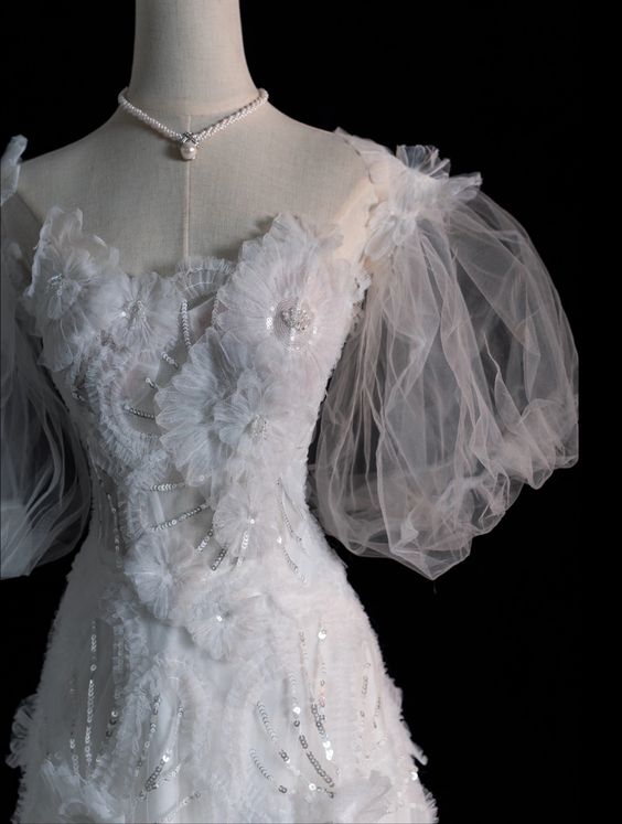 Robe de mariée longue en Tulle à bretelles élégantes, ligne A, paillettes, C330