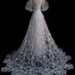 Elegant A Line Straps Tulle Sequin Long Wedding Dresses C330