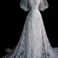 Elegant A Line Straps Tulle Sequin Long Wedding Dresses C330