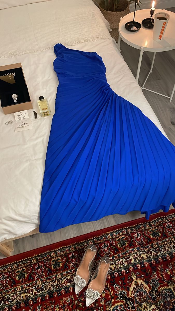 Robe de soirée longue en mousseline de soie bleu royal à une épaule et fourreau élégante Robe de bal Robe de soirée C3326