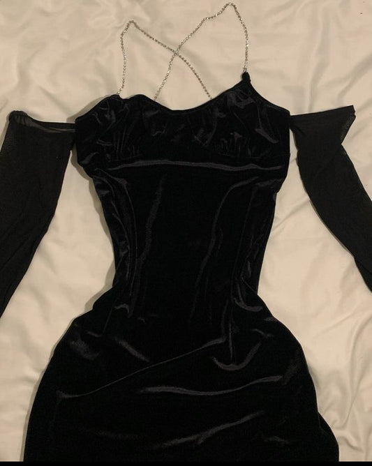 Robe de soirée longue en velours noir à épaules dénudées et fourreau élégante Robe de bal Robe de soirée C3333