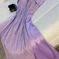 Robe de soirée longue en satin lilas sans bretelles, élégante, fourreau, robe de bal, robe de soirée C3347