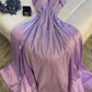 Robe de soirée longue en satin lilas sans bretelles, élégante, fourreau, robe de bal, robe de soirée C3347