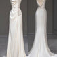 Elegant Mermaid Straps Satin Long White Wedding Dresses C338