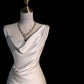 Elegant Mermaid Straps Satin Long White Wedding Dress C339