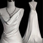 Elegant Mermaid Straps Satin Long White Wedding Dress C339