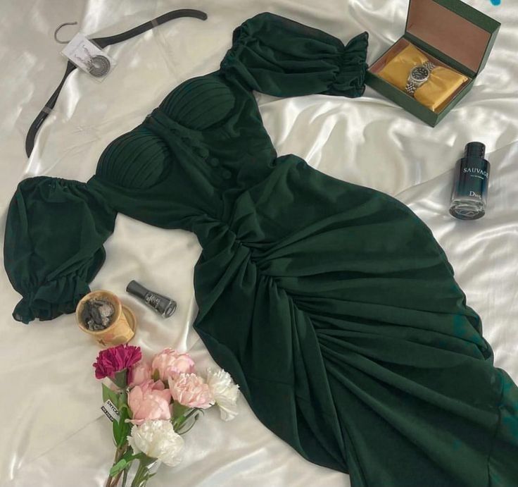 Elegant Sheath Off The Shoulder Dark Green Chiffon Long Prom Dress Evening Dresses C3394