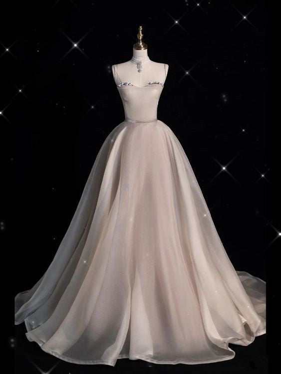 Robe de bal longue trapèze champagne CC343