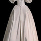 Elegant Ball Gown Off The Shoulder Satin Long White Wedding Dresses CC345