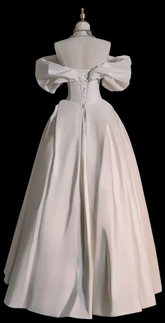 Robe de bal élégante en Satin, épaules dénudées, longues robes de mariée blanches CC345