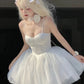 Cute A Line Spaghetti Straps Short White Homecoming Dress C348