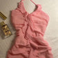 Cute A line Straps Pink Chiffon Short Homecoming Dress 19th Birthday Outfits C3551