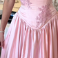 Robe de soirée longue en satin rose à bretelles trapèze élégante, tenue d'anniversaire C3553