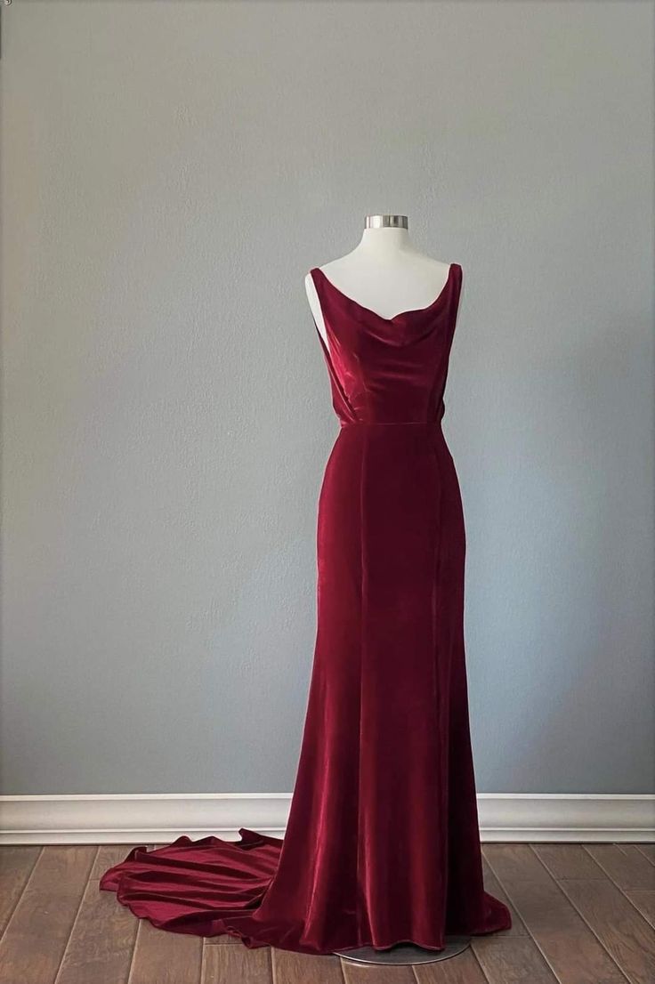 Vintage Sheath Straps Burgundy Velvet Long Ruffles Prom Dresses Birthday Outfits C3566