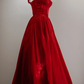 Vintage Ball Gown Sweetheart Red Velvet Prom Dresses Birthday Outfits C3571