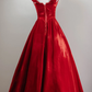 Vintage Ball Gown Sweetheart Red Velvet Prom Dresses Birthday Outfits C3571