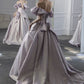 Elegant Ball Gown Off The Shoulder Lilac Short Sleeves Evening Dress Long Prom Dresses C3581