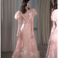 Superbe robe de soirée longue rose à paillettes en forme de cœur, tenue de bal, tenue d'anniversaire, C3587