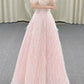 Gorgeous A Line Off The Shoulder Sequin Pink Long Evening Dress Prom Dresses Birthday Outfits C3588