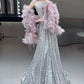 Gorgeous A Line High Neckline Silver Sequin Long Evening Dress Prom Dresses Birthday Outfits C3593