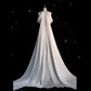 Chic Sheath High neckline Sleeveless Ivory Satin Long Wedding Dresses With Train C3605