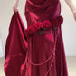 Robe de bal longue en satin bordeaux à une épaule style sirène vintage C3606