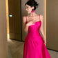 Gorgeous A line Spaghetti Straps Hot Pink Long Evening Dress Prom Dresses Birthday Outfits C3607