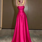 Gorgeous A line Spaghetti Straps Hot Pink Long Evening Dress Prom Dresses Birthday Outfits C3607