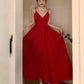 Gorgeous A Line Spaghetti Straps Red Ankle Length Evening Dress Prom Dresses Birthday Outfits C3609