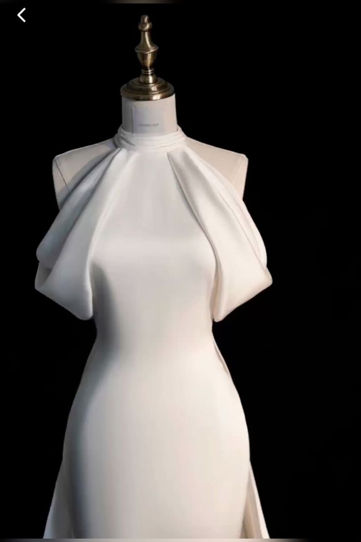 Robe de mariée sirène élégante en Satin, décolleté haut, longue, blanche, CC360