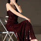 Gorgeous Mermaid Spaghetti Straps Burgundy Sequin Evening Dress Prom Dresses Birthday Outfits C3619