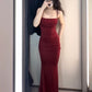 Gorgeous Mermaid Spaghetti Straps Burgundy Evening Dress Prom Dresses Birthday Outfits C3624