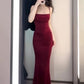 Gorgeous Mermaid Spaghetti Straps Burgundy Evening Dress Prom Dresses Birthday Outfits C3624