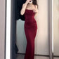 Gorgeous Mermaid Spaghetti Straps Burgundy Evening Dress Prom Dresses Birthday Outfits C3624