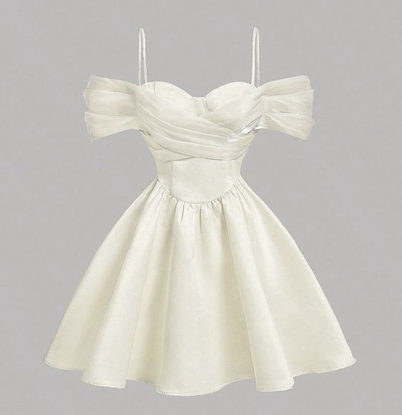 Simple A Line White Spaghetti Straps Homecoming Dress C364