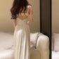 Vintage A Line Straps White Backless Evening Dress Prom Dresses C3668