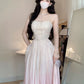 Robe de soirée longue vintage à bretelles spaghetti rose ombré C3672