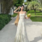 Vintage A Line Spaghetti Straps White Lace Long Evening Dress Prom Dresses C3674