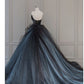 Vintage Ball Gown Strapless Blue Long Prom Dresses 1950s Retro Evening Dress C3736